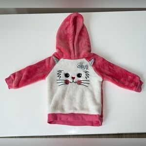 Penelope Mack 12 month Girls Pink and White Cat Sweater